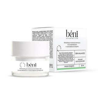 DERM BALANCED матираща маска за контрол на омазняването и изчистване на порите bѐni, 50 мл.