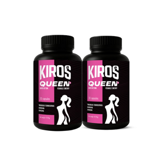 2 броя QUEEN+ бързи капсули за женска енергия KIROS, 30 капсули