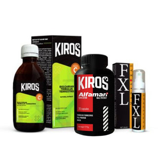 Трио МЪЖКА сила! Екстракт от български Tribulus Terrestris KIROS, АЛФАМЕН+ бързи капсули за мъжка сила и FXL специализиран спрей за мъже