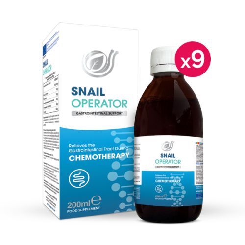 Пакет 9 броя  SNAIL OPERATOR (СНЕЙЛ ОПЕРАТОР) - благоприятства стомашно-чревния тракт и имунната система, намалява страничните ефекти при химиотерапия, 200 мл. 