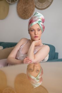 Луксозна сатенена кърпа за коса La Cocona Magnolia